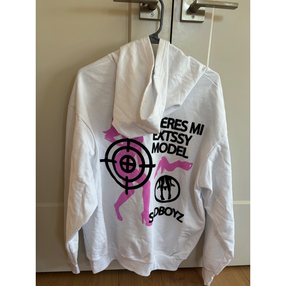 New Sad Boyz X Junior H 'Tu Eres Mi Extssy Model White Pullover Hoodie Size M - Picture 3 of 9